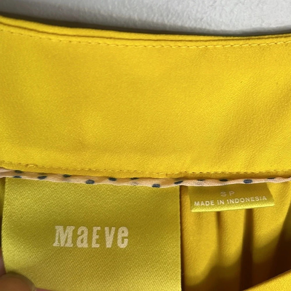 MAEVE Anthropologie Yana Off The Shoulder Top Mustard Yellow 3/4 Sleeves Silky S - Picture 8 of 13